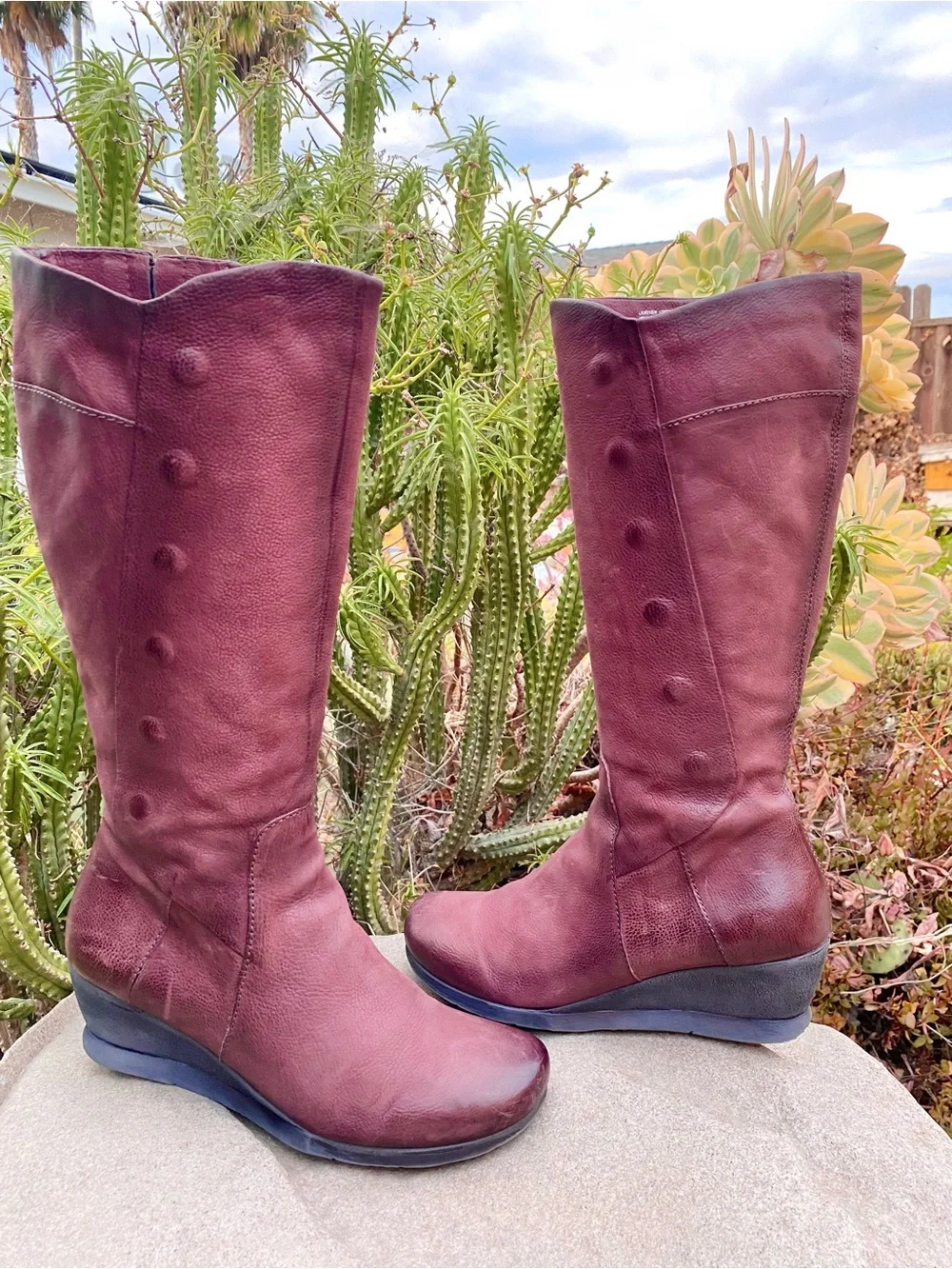 Miz Mooz Leather High Boots Bordeaux Women’s 38 US 7.5-8